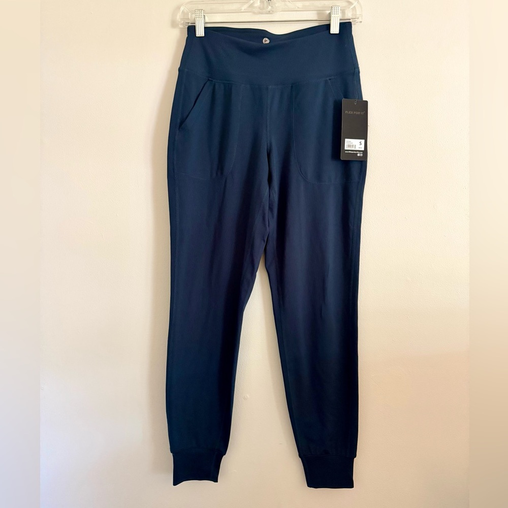 NWT 90 Degree Navy Blue High-Waisted Joggers S